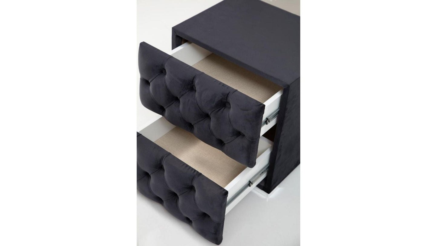 Chevet Capitonné en Velours - GRIS ANTHRACITE