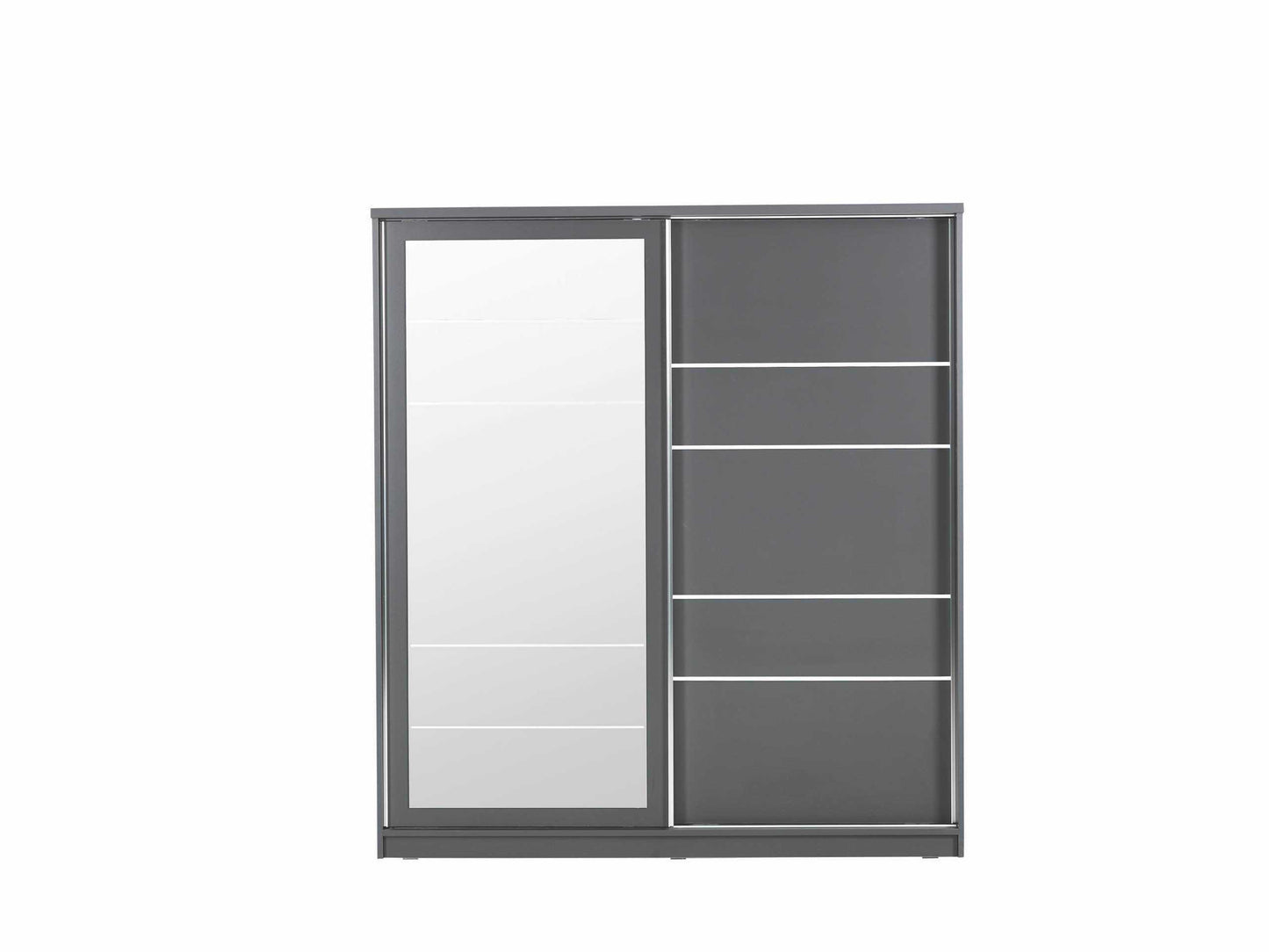 Armoire Porte Coulissante - GRISE - avec miroir et penderie